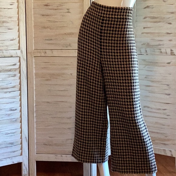 Zara Pants & Jumpsuits Zara Wide Leg Houndstooth Cropped Pants